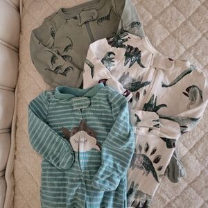 Carter's Dino-Themed Baby Bodysuits in Teal and White